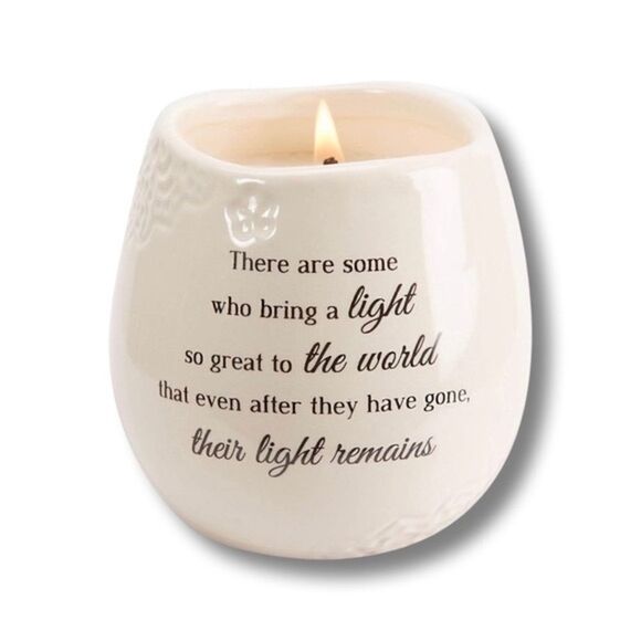 Pavilion Gift Co. In Memory “Light Remains” Ceramic Soy Wax Candle - Ivory - NWT - Picture 1 of 8
